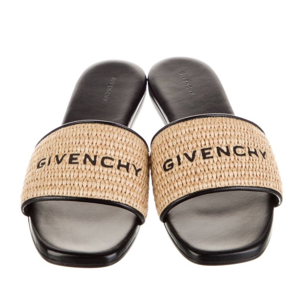 Givenchy Woven Tan and Black Slides